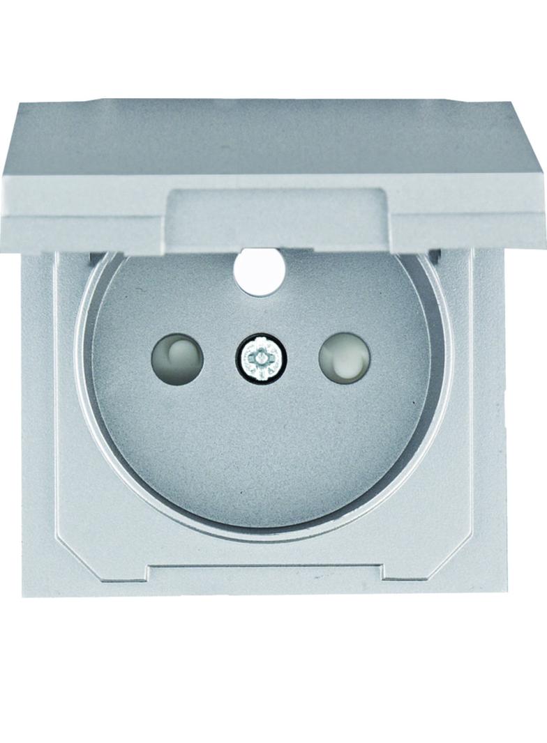 lumina Płytka czołowa do gniazda z uziem. z pokrywą z przysłonami styków srebrny