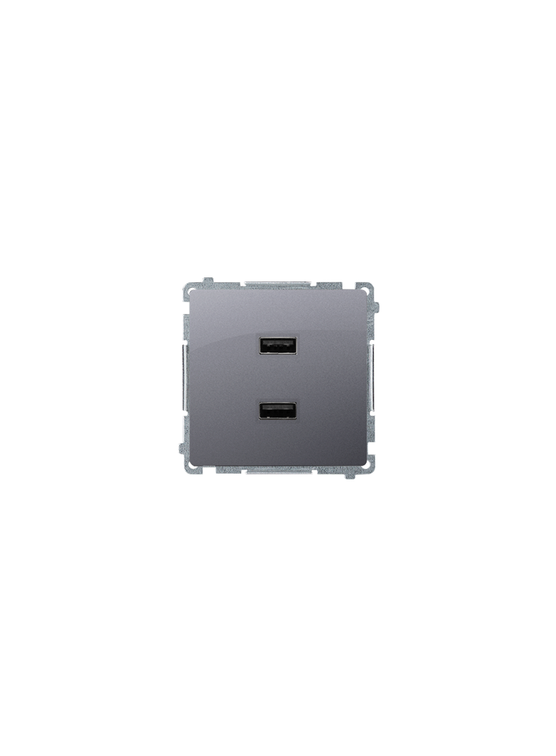 Simon Basic Ładowarka 2 x USB 2.1 A 5V DC 230V srebrny mat BMC2USB.01/43 KONTAKT