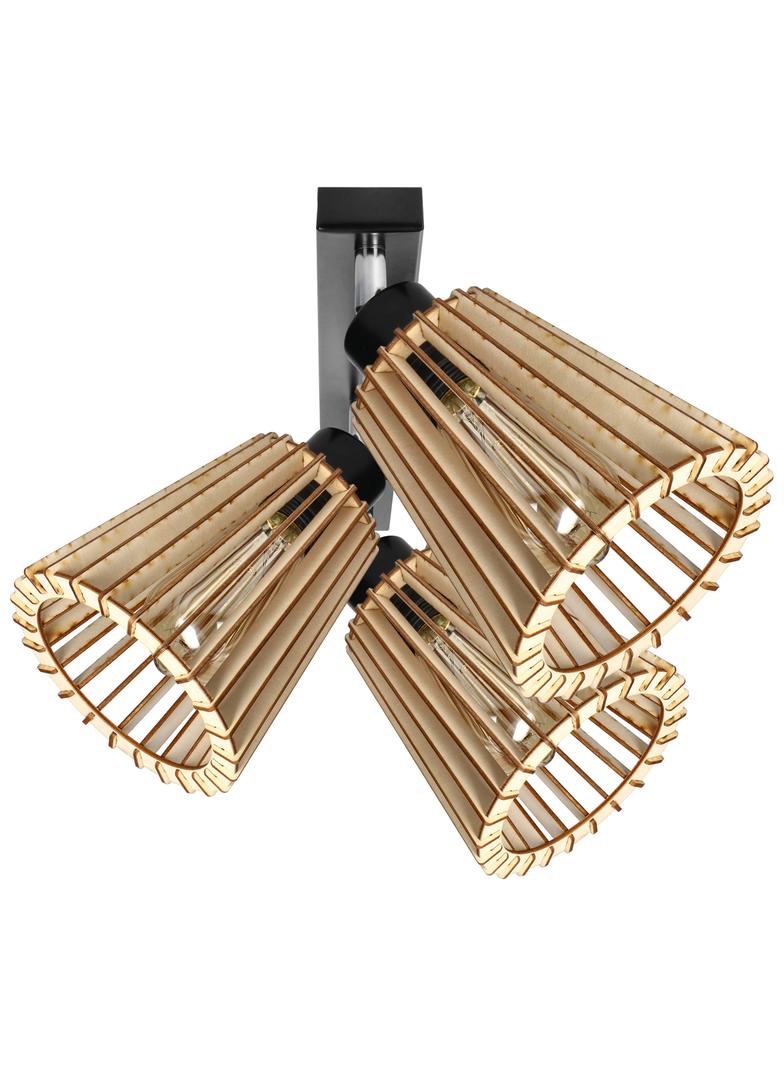 DELOS 3P E27, oprawa ścienno-sufitowa, max. 3x60W, czarna, drewno