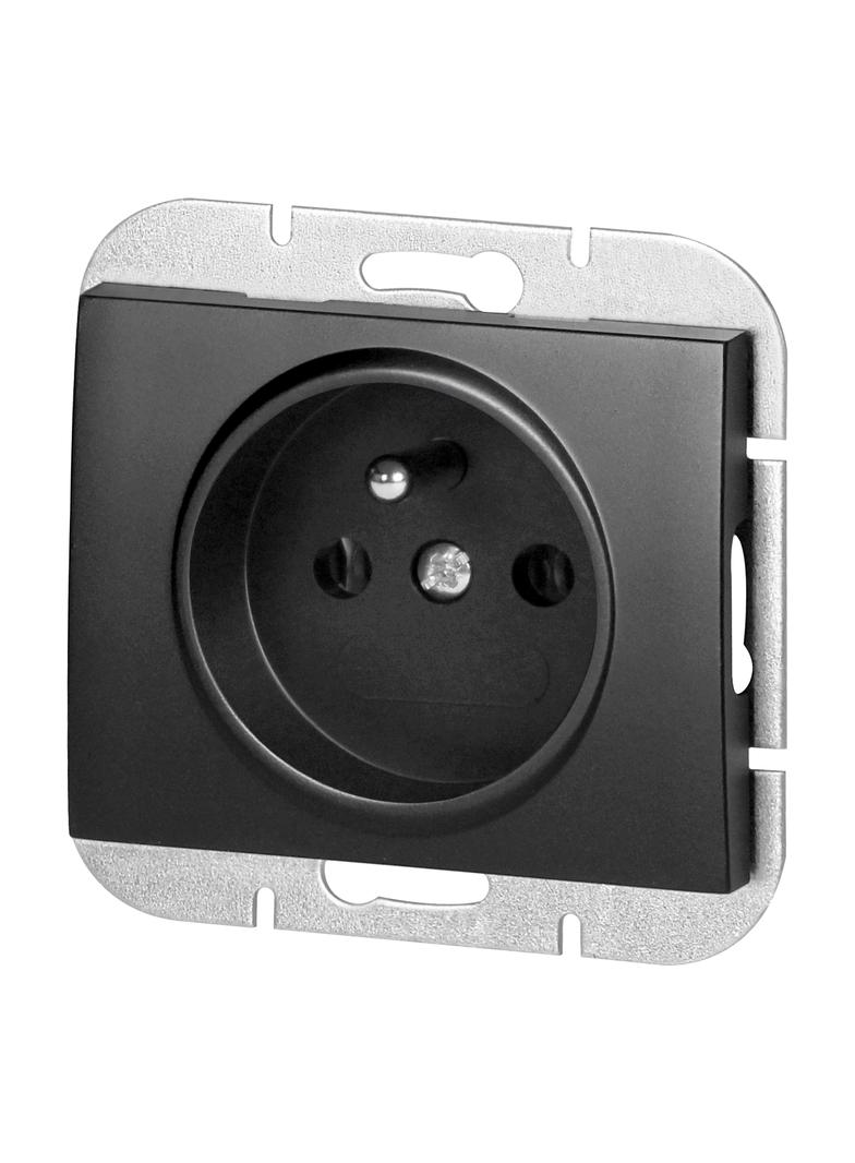 Gniazdo pojedyncze podtynkowe 2P+Z Onyx, 16A, 250V, PT-16O, czarny OR-OE-7505/B ORNO