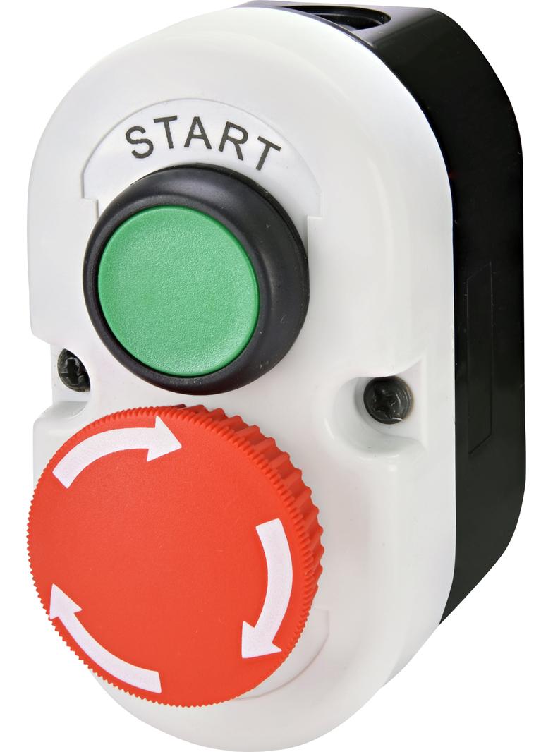 ESE2-V5 - Kaseta szaro-czarna, START 1NO przycisk Zielony, STOP 1NC przycisk grzybkowy czerwony odry