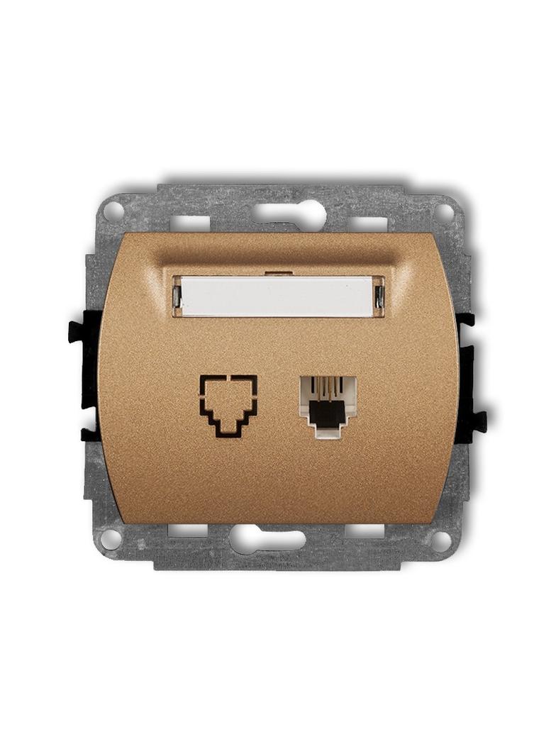 TREND Mechanizm gniazda telefonicznego pojedynczego 1xRJ11, 4-stykowy złoty metalik