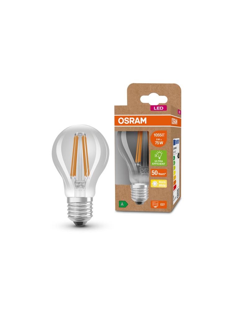 Lampa LED Classic A75 energooszczędna szkło przezroczyste 5W 830 E27 OSRAM