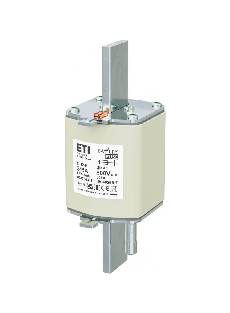 Wkładka topikowa NH do ochrony akumulatorów, magazynów energii DC z wybijakiem NH2/K gBat 315A 800V DC 004724335 ETI
