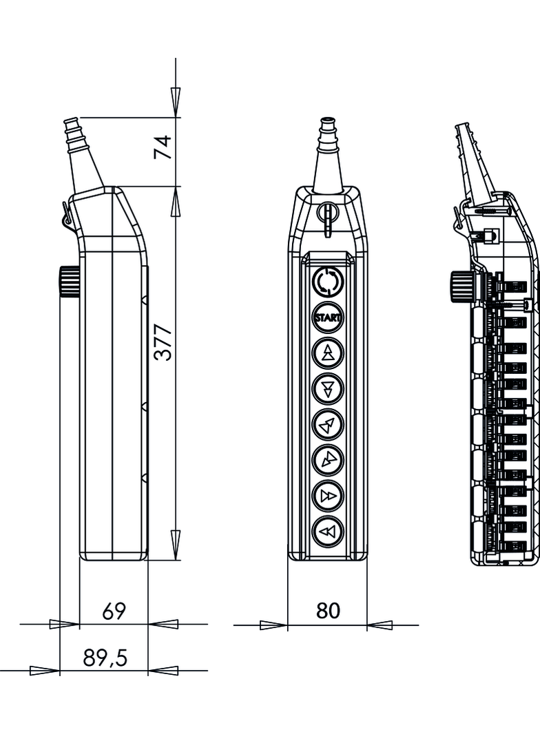 KASETA STEROWNICZA SUWNICOWA B-1NC+START-NO+6X(1NO+1NO/2)