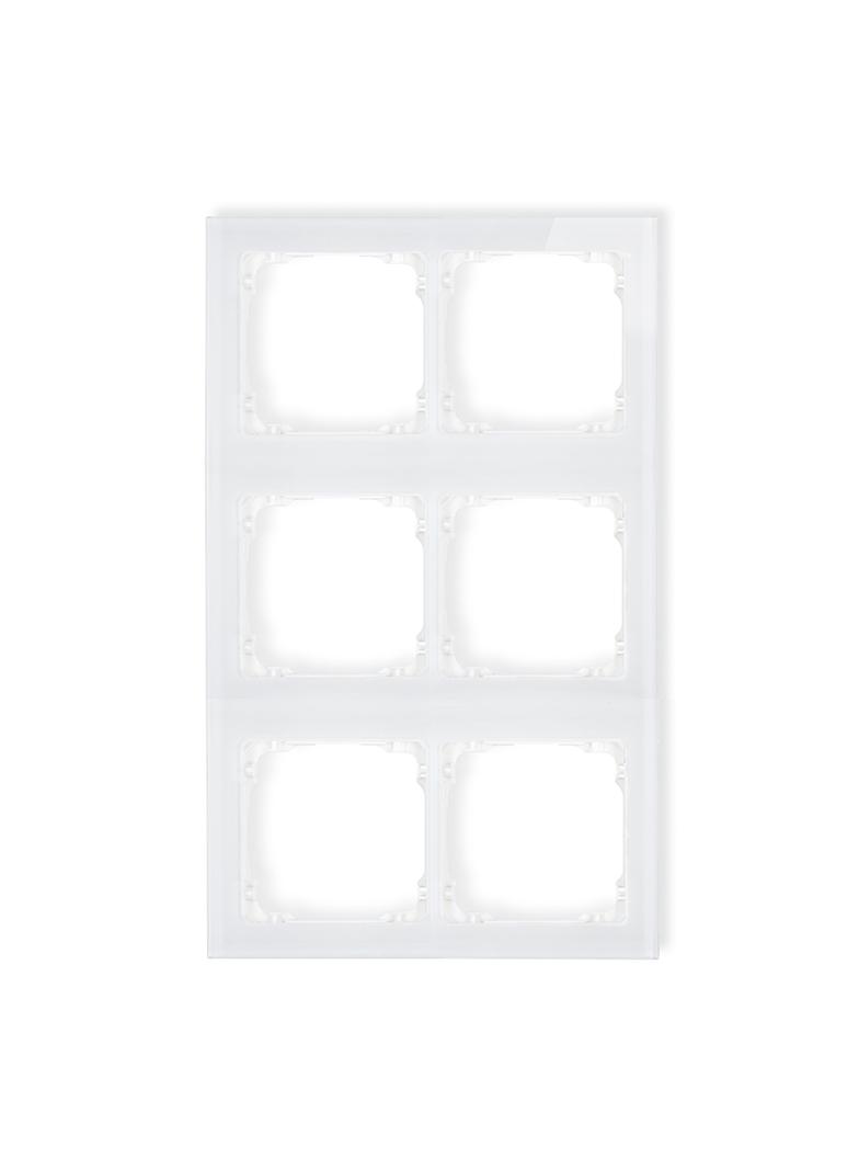 DECO Ramka modułowa 6 krotna (2 poziom, 3 pion) - efekt szkła (ramka biała; spód biała)