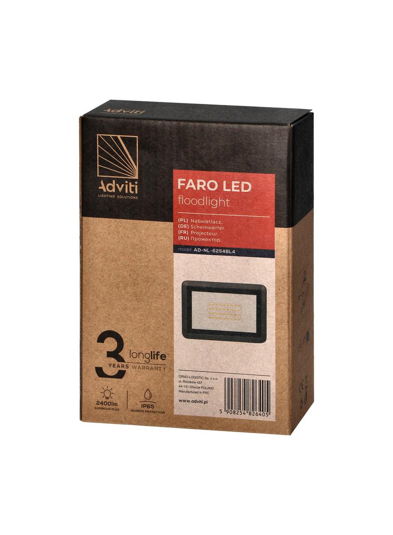 FARO LED 30W naświetlacz 2400lm IP65 4000K aluminium + szkło AD-NL-6254BL4 ORNO