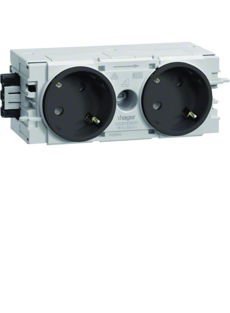 tehalit.WA Gniazdo SCHUKO 2-krotne 45st. WAGO C-profil antracyt GS20109011 HAGER