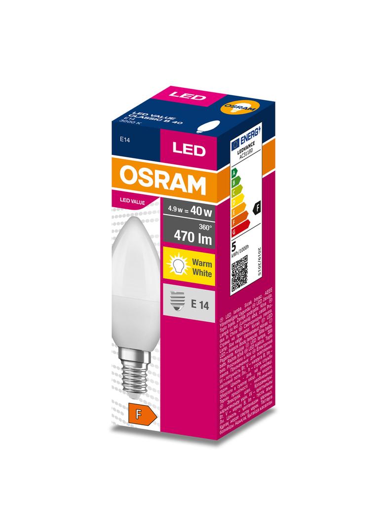 Lampa LED VALUE Classic B40 non-dim plastik 4,9W 830 E14