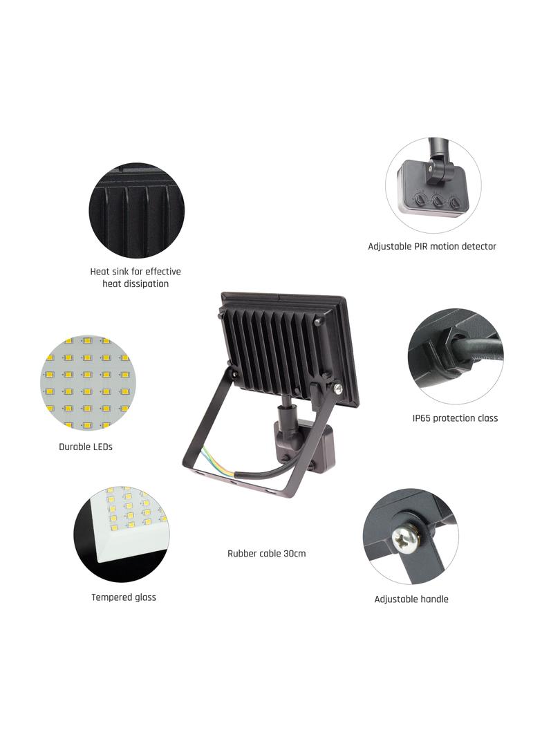 NOCTIS LUX 3 NAŚWIETLACZ 20W NW 230V IP44 120x170x53mm CZARNY czujnik ruchu PIR