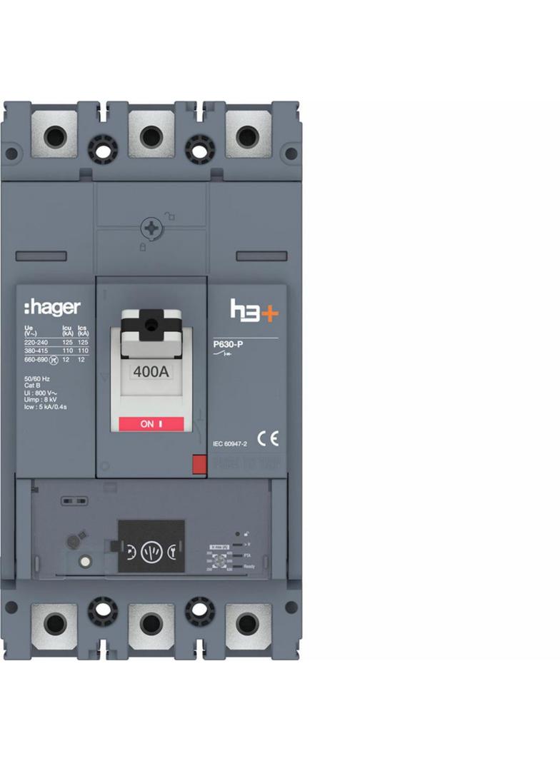 MCCB Wyłącznik mocy h3+ P630 Energy 3x400A 110kA HPW400NR HAGER