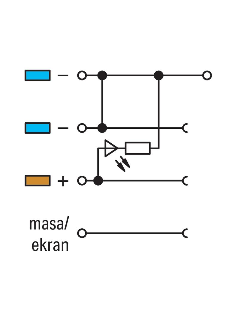 4-przewodowa złączka do czujników zasilająca z LED pomarańczowa