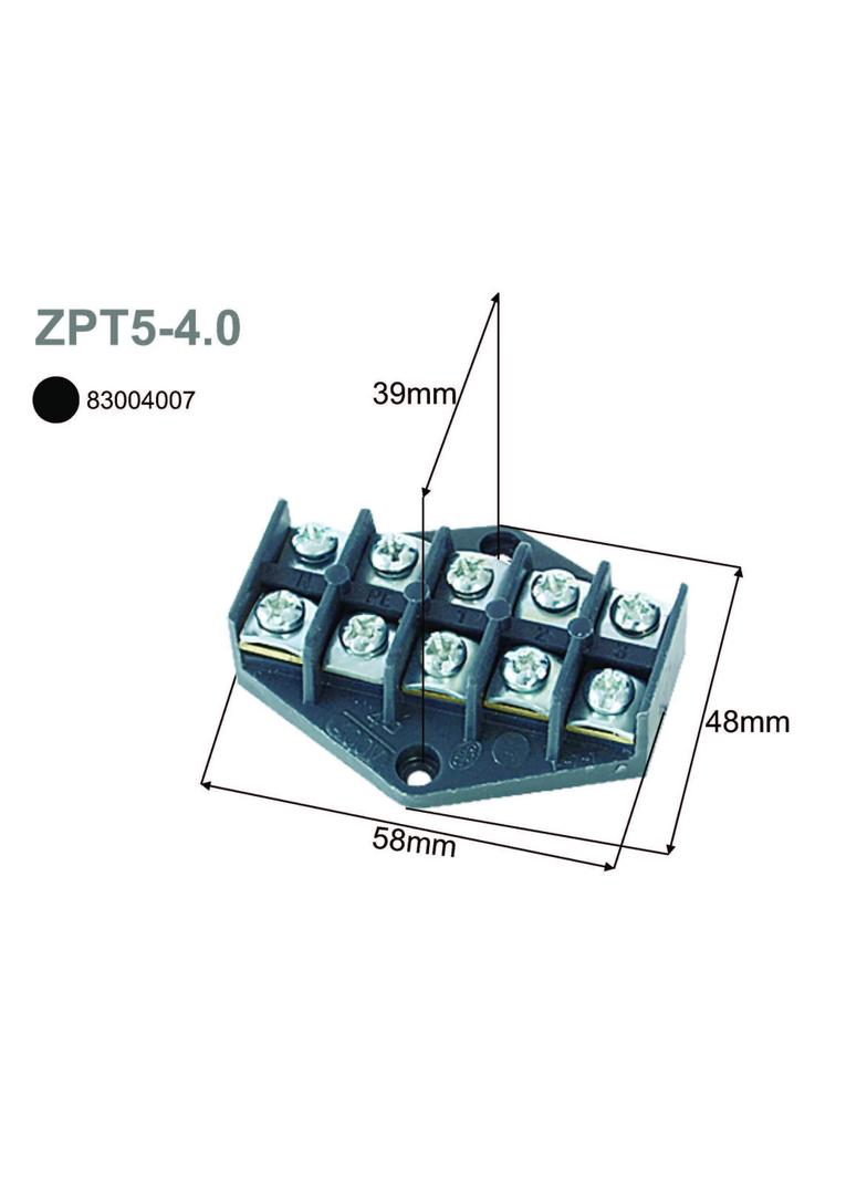 ZPT5-4.0 ,  Płytka odgałęźna serii ZPT, 4,0 mm2, 5 torów, czarny