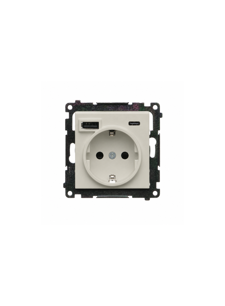 Simon 55 Gniazdo schuko z ładowarką USB C+A 2.1A 5V DC kaszmirowy TGSZ1ZUSB2CA.01/142