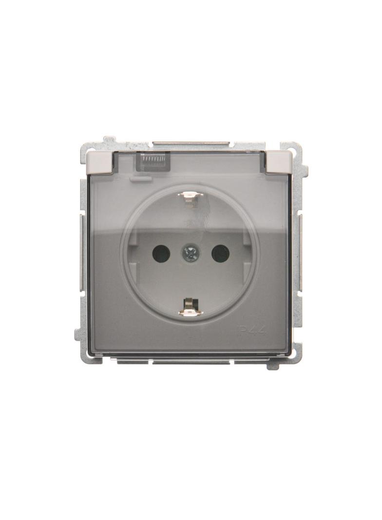 Simon Basic Gniazdo wtyczkowe Schuko do wersji IP44 16A 250V zaciski śrubowe biały. Klapka transparentna BMGSZ1B.01/11A KONTAKT