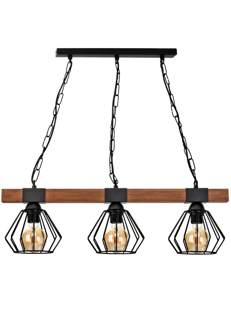 MILAGRO Lampa wisząca ULF BLACK/WOOD 3xE27