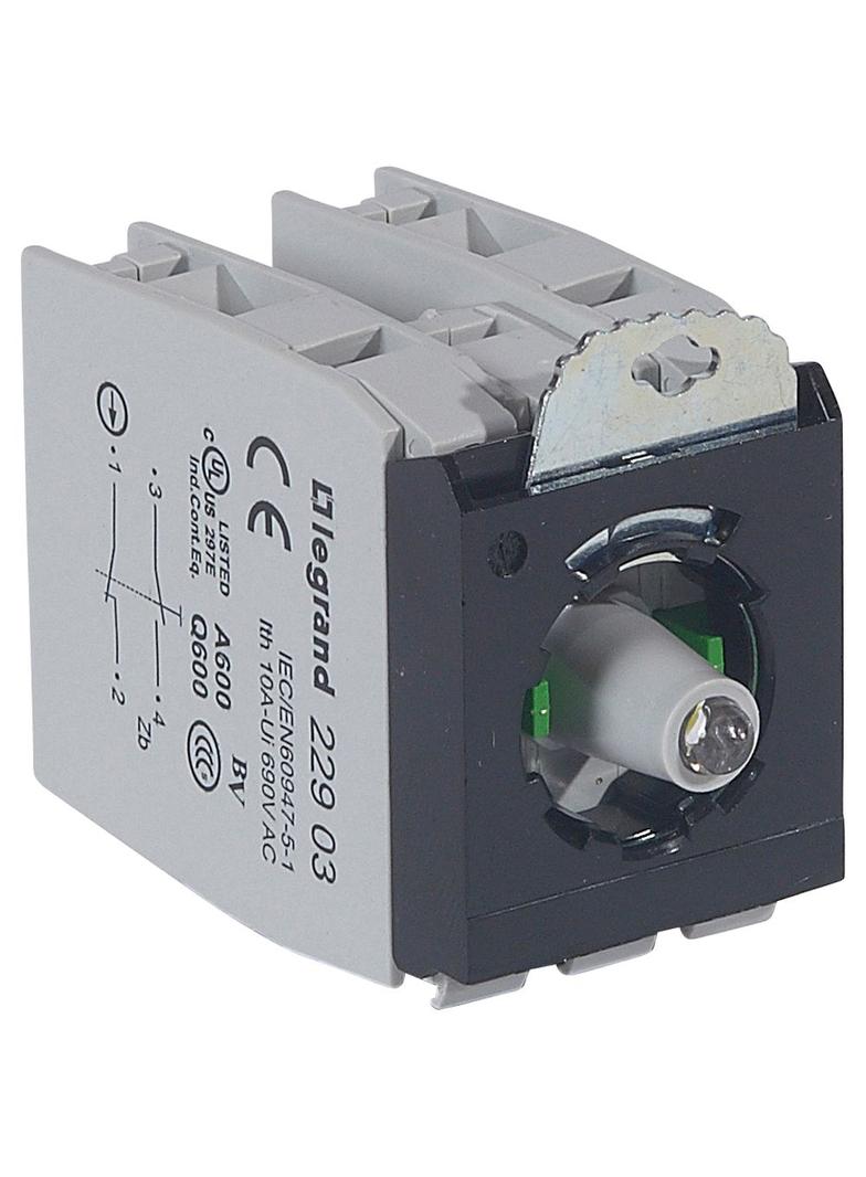 OSMOZ KORPUS KOMPLET, GŁÓWKA PODŚWIETLANA BIAŁA 230 V, 2R/Z + UCHWYT POTRÓJNY ZACISKI ŚRUBOWE, Legra