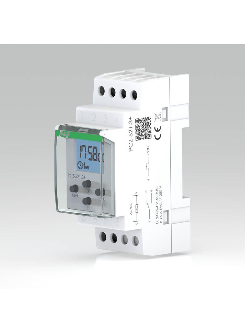 Zegar sterujący programowalny tygodniowy, 1-kanałowy - programowalny przez NFC, z podświetleniem