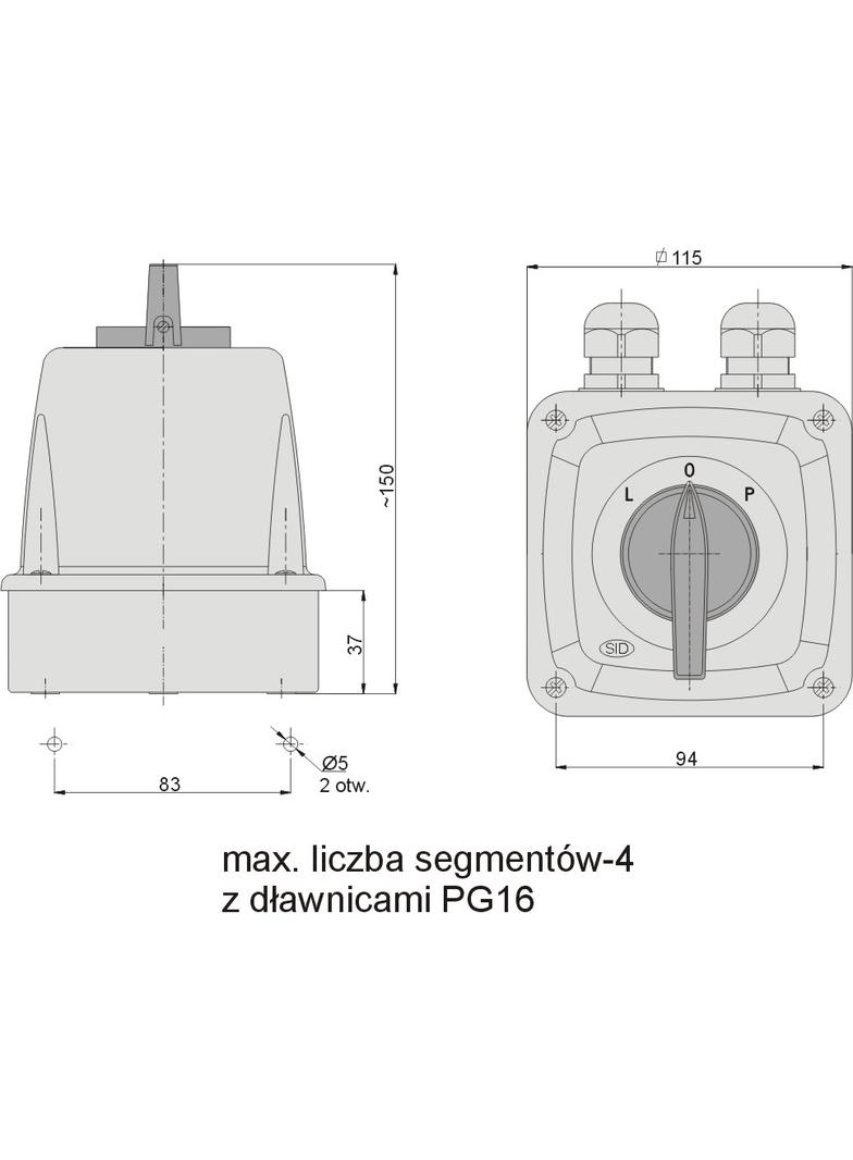 Łuk 40-43 Zmiana kierunku obrotów  L-0-P IP-65