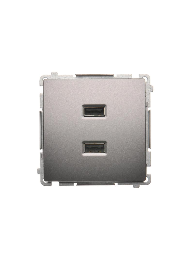 Simon Basic Ładowarka 2 x USB 2.1 A 5V DC 230V stal inox