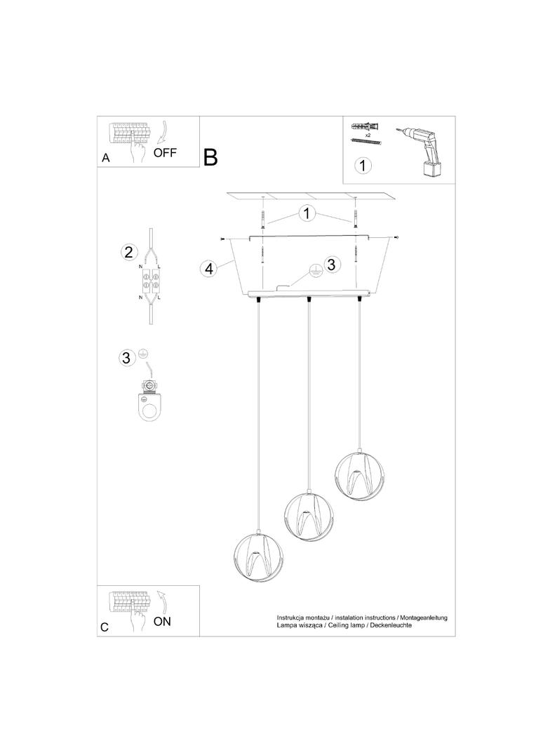 Lampa wisząca TULOS 3L biała