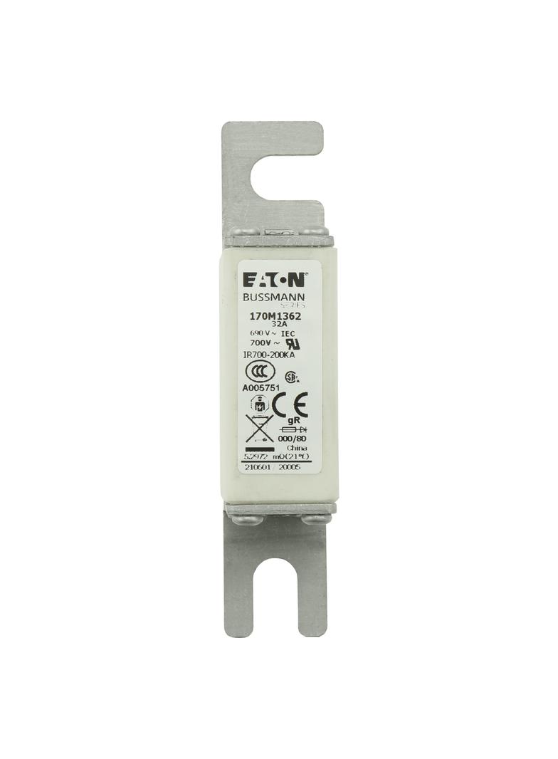 32A 690V IEC gR 000/80 SQ.BODY IND. FUSE Wkładka szybka 32A AC 690V DIN 000 21x40x100 mm, 170M1362 E