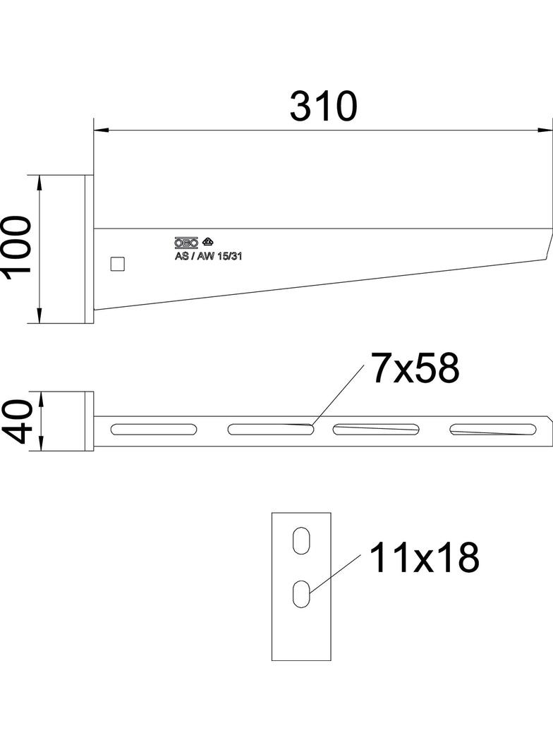 AW 15/31, WSPORNIK ŚCIEN.2 OTW.310MM