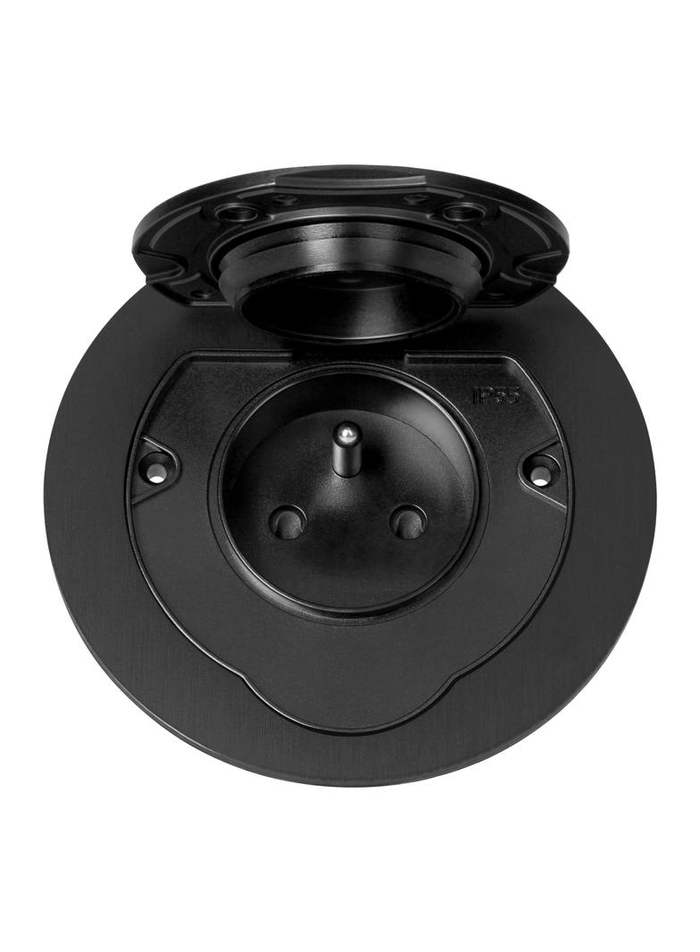 Hermetyczne gniazdo elektryczne okrągłe, IP55, 1x2P+Z(French), czarne
