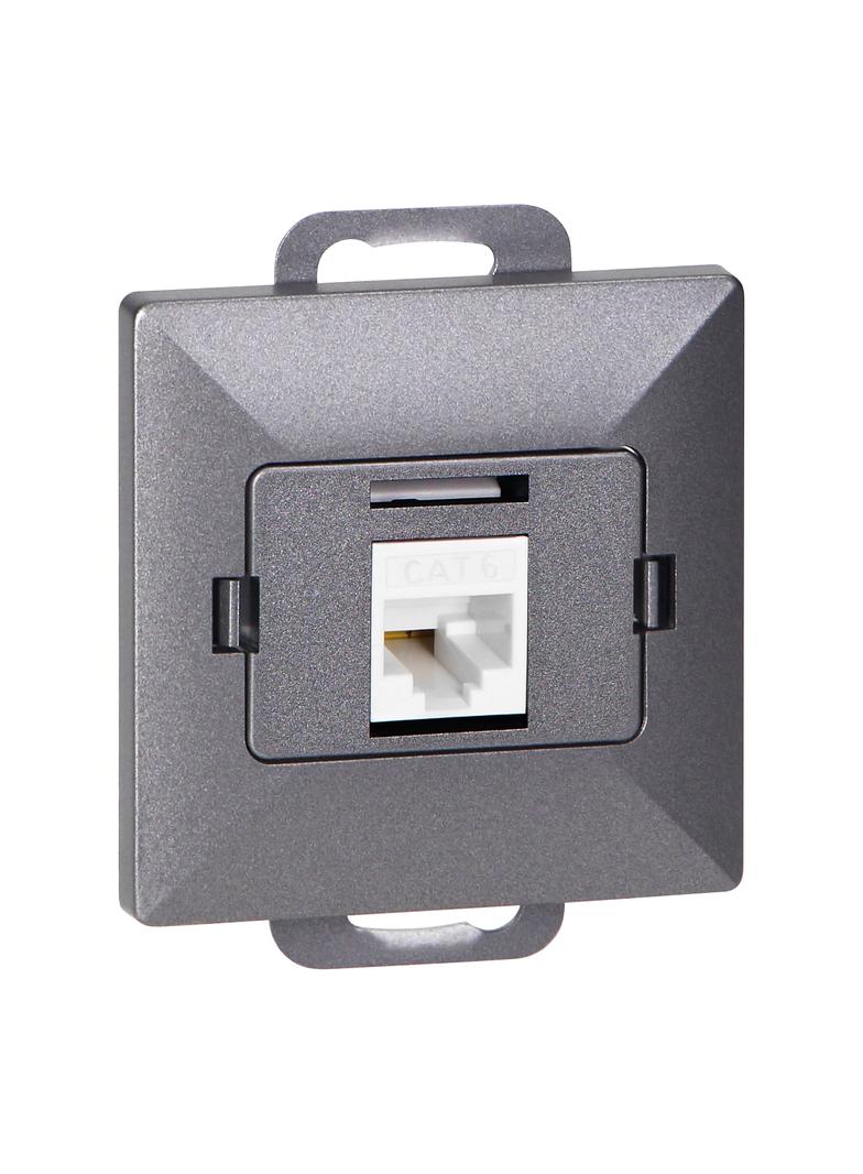 Gniazdo 1xRJ45 Cat5 Pearl, RJ45-5CAT/P1, antracyt