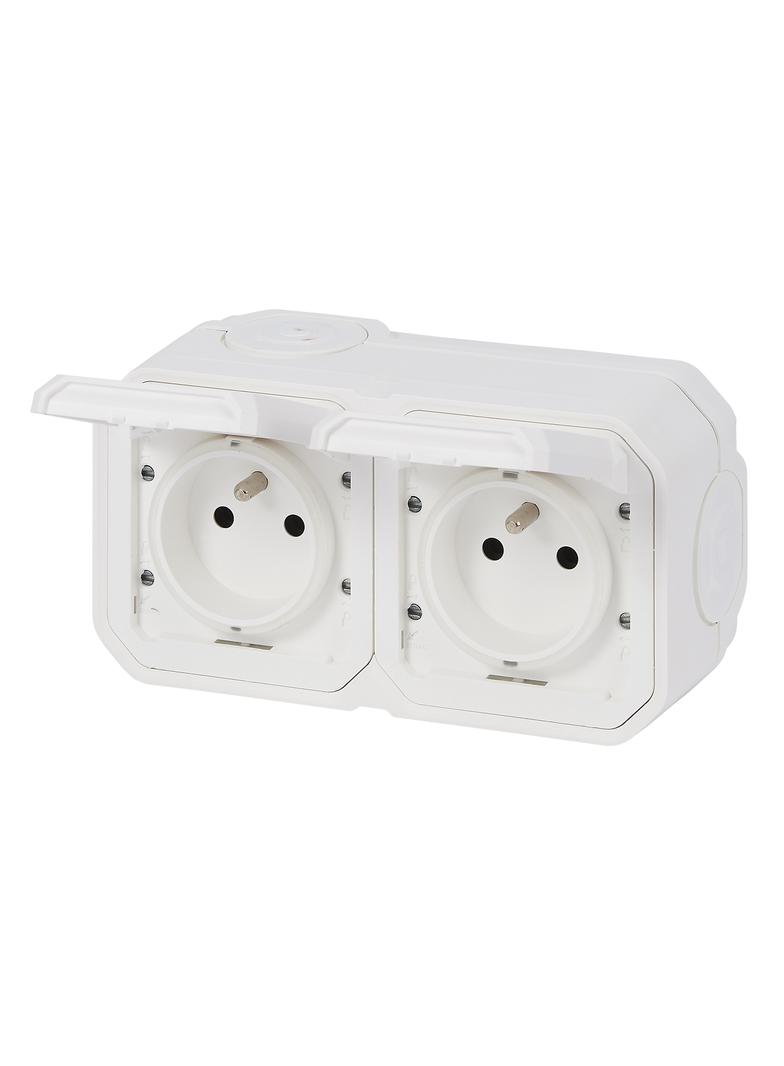 NOWE PLEXO - GNIAZDO 2X2P+Z POZIOME KOMPLET NATYNKOWY 16 A - 250 V BIAŁE 069778L LEGRAND