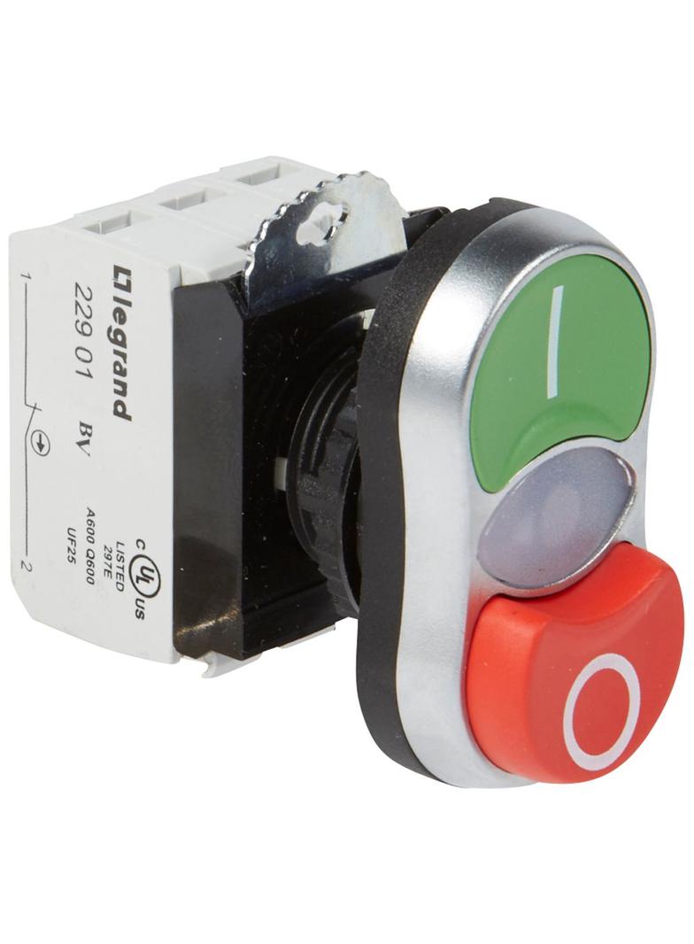 OSMOZ KOMPLET Z PODŚWIETLENIEM - GŁÓWKA PODWÓJNA ZIELONA - PŁASKA, CZERWONA - WYPUKŁA 24 V + UCHWYT