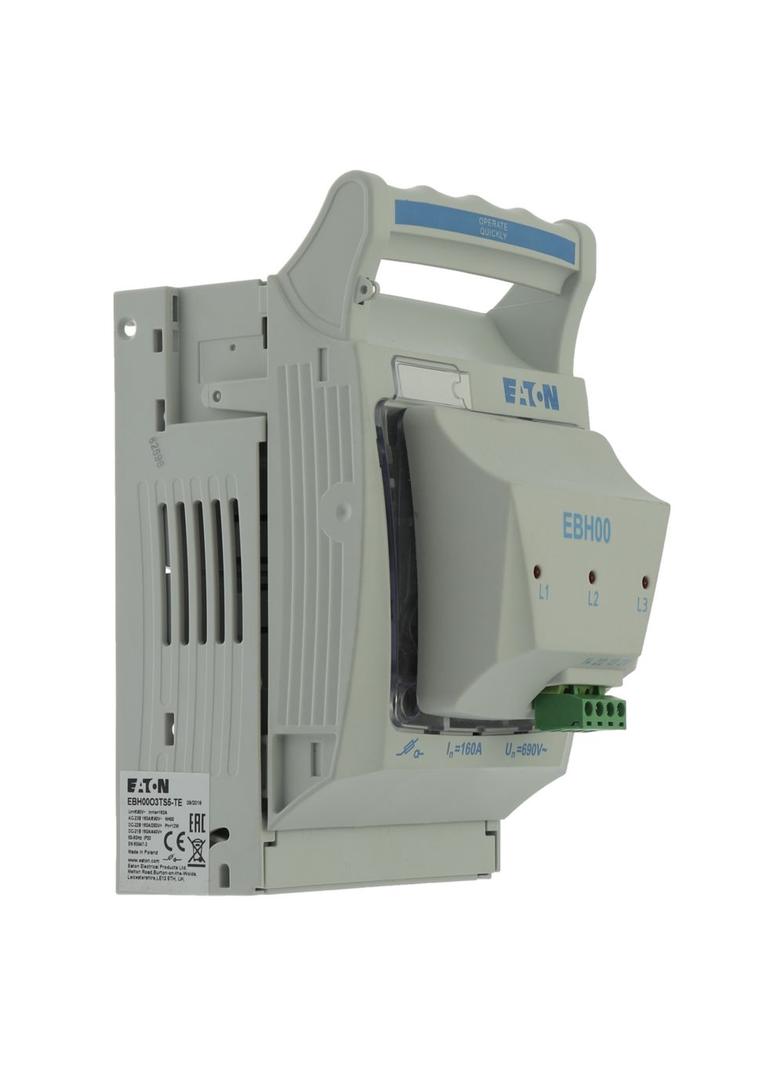 Rozłącznik bezpiecznikowy poziomy 160A AC 690V NH00 AC23B 3P IEC zaciski mostkowe EBH00O3TS5 EATON