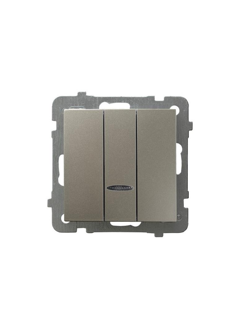 AS Łącznik potrójny z podświetleniem niebieskim - kolor satyna light