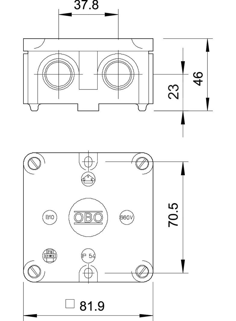 B 9 B M, PUSZKA INSTAL.B9 PUSTA GW.M20 SZ