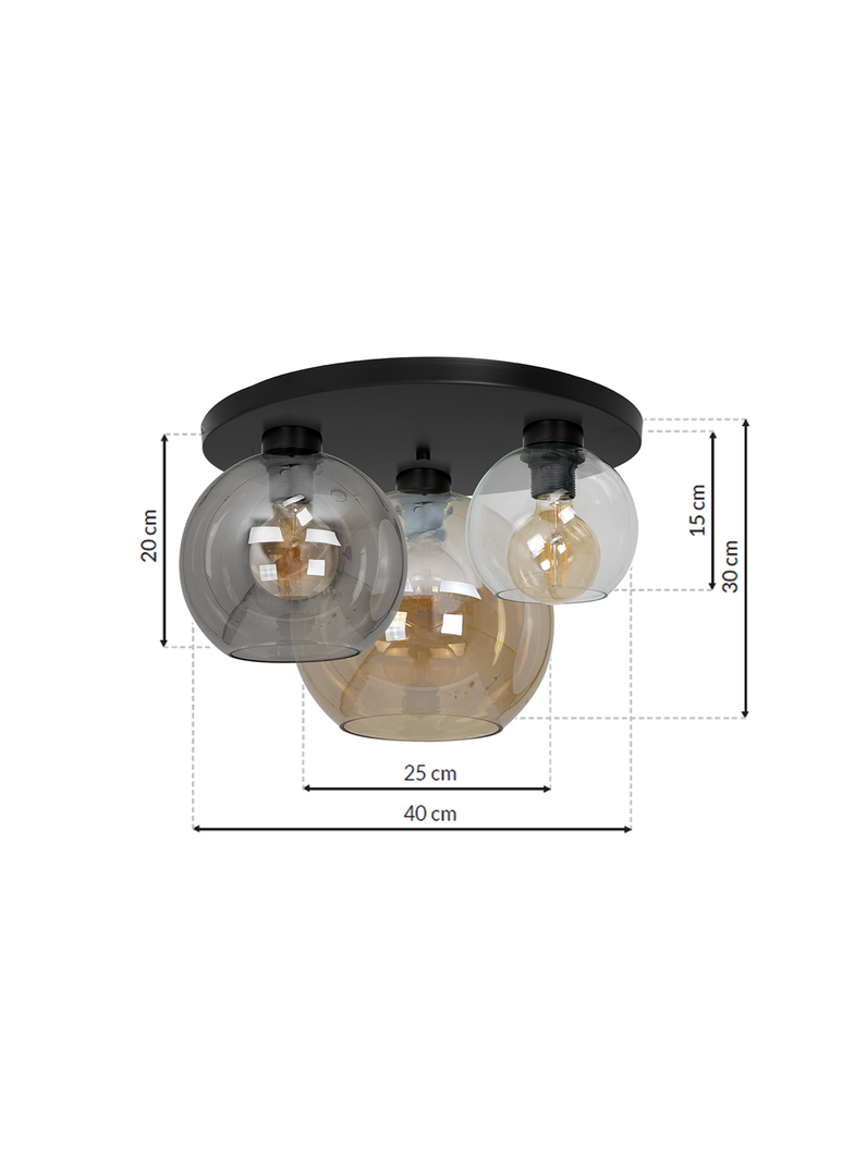 Milagro plafon Sofia Mix 3xE27 czarny MLP6589