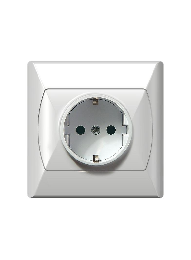 AKCENT Gniazdo pojedyncze z uziemieniem schuko z przesłonami torów prądowych - kolor biały