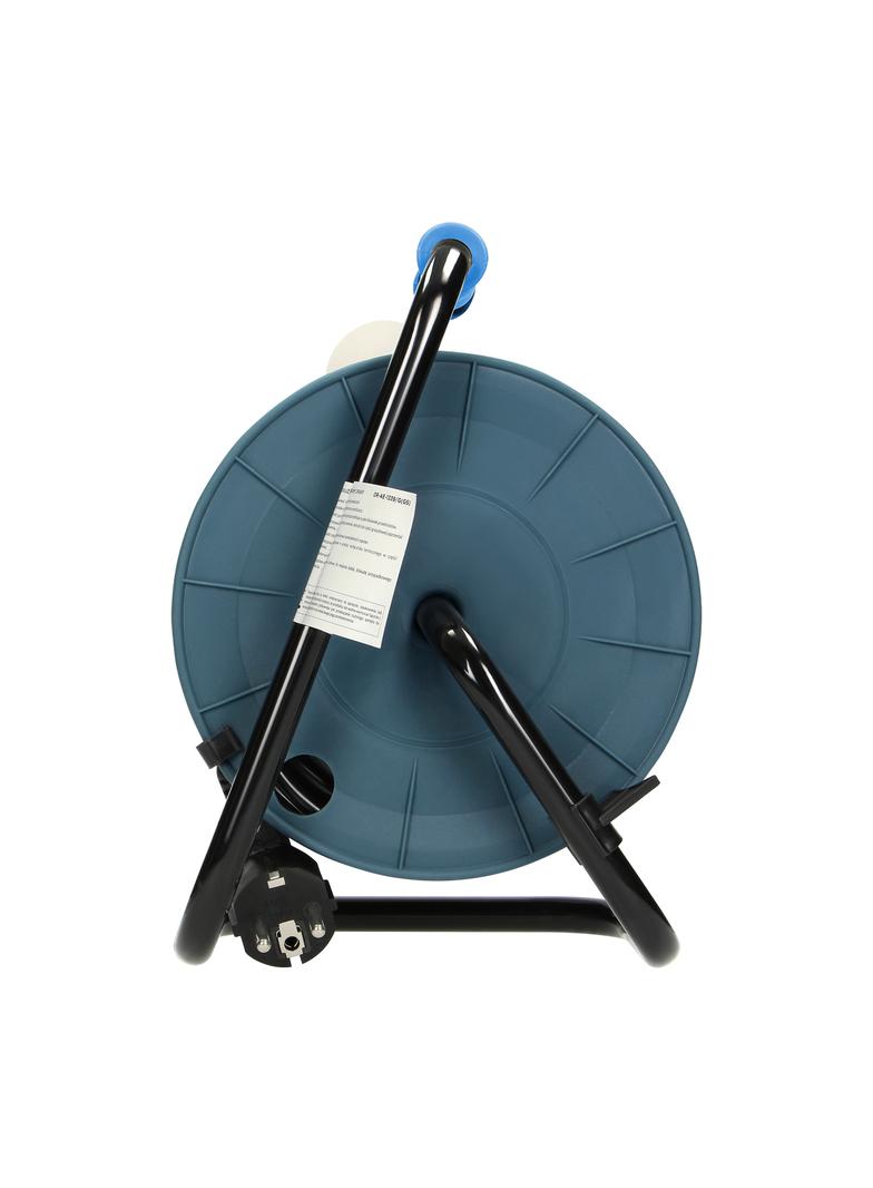 Przedłużacz bębnowy MINI, 4 gniazda 2P+Z (Schuko), metalowy stojak, polwinit H05VV-F 3x1mm2 , długość 15m, turkusowy OR-AE-1339/T(GS) ORNO