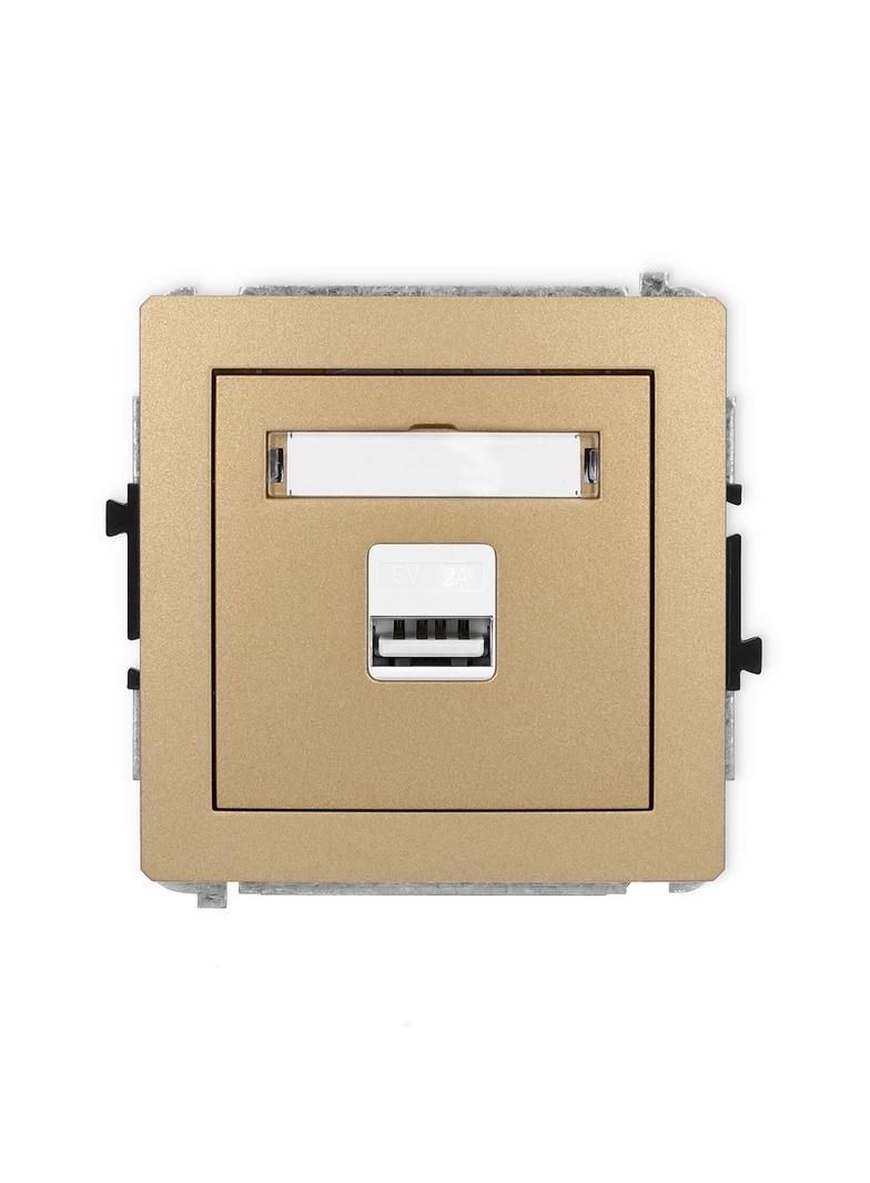 DECO Mechanizm ładowarki USB pojedynczej USB A, 10W max., 5V, 2A złoty metalik