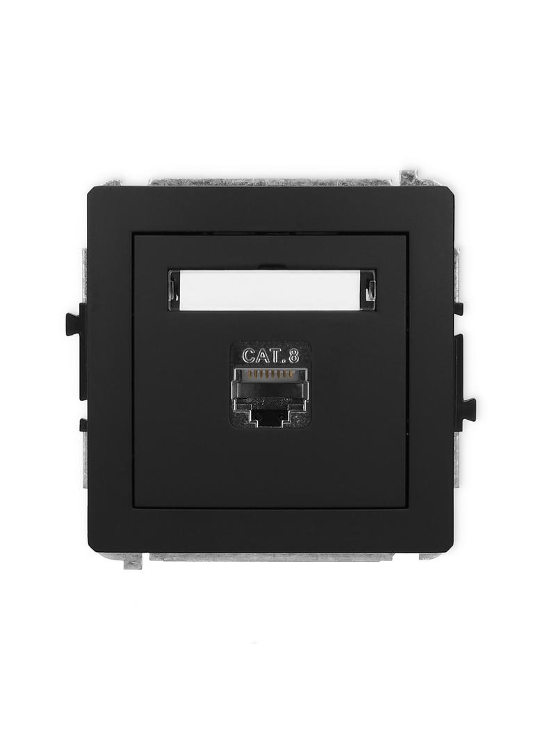 DECO Mechanizm gniazda komputerowego pojedynczego 1xRJ45, kat. 8, ekranowany, 8-stykowy czarny mat