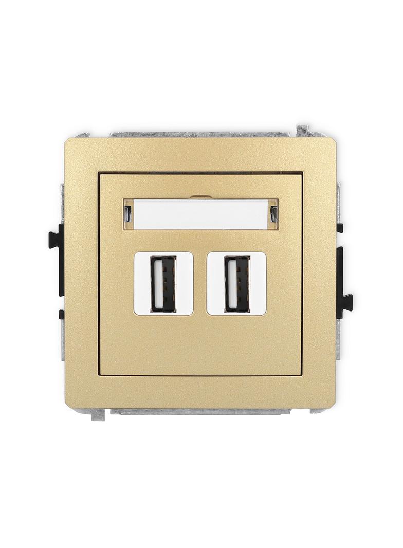 DECO Mechanizm gniazda podwójnego 2xUSB A-A 2.0 złoty