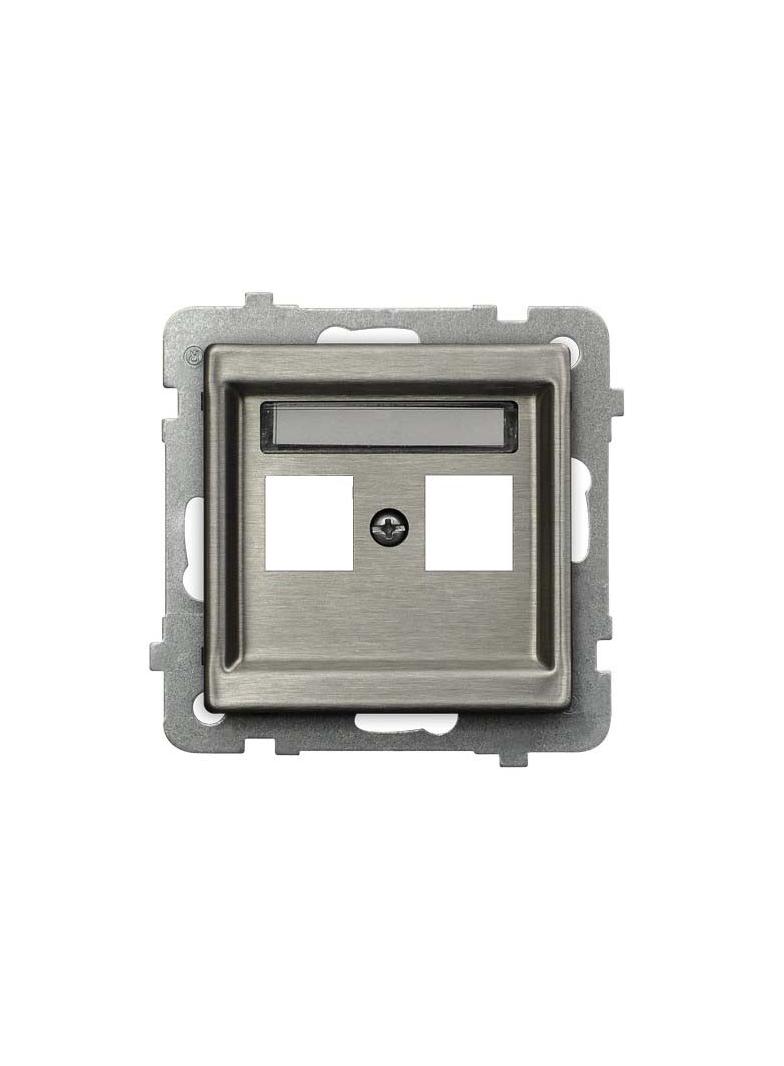 SONATA STAL INOX Pokrywa gniazda podwójnego teleinformatycznego prosta kolor stal inox GPK-2RM/p/37 OSPEL