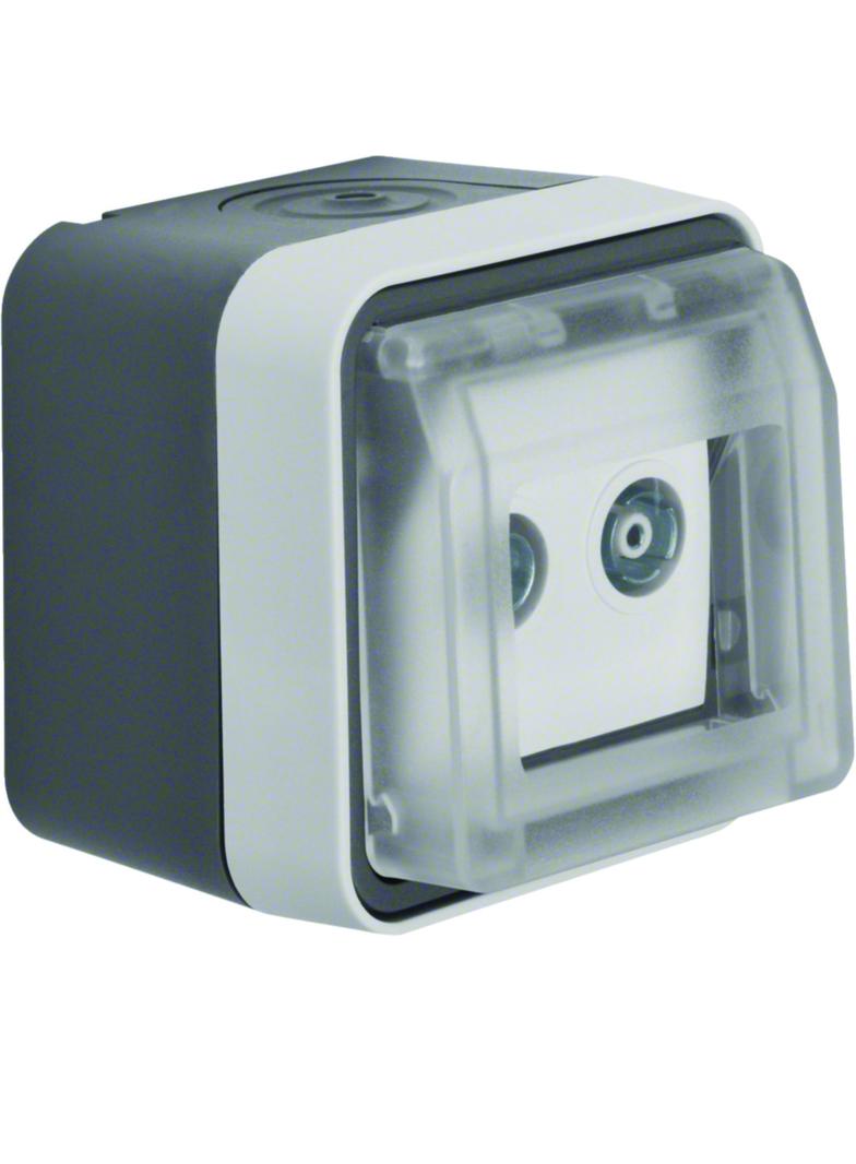 BERKER W.1 Gniazdo antracytenowe R+TV końcowe z pokrywą kompletne IP55 szary 12033515 HAGER