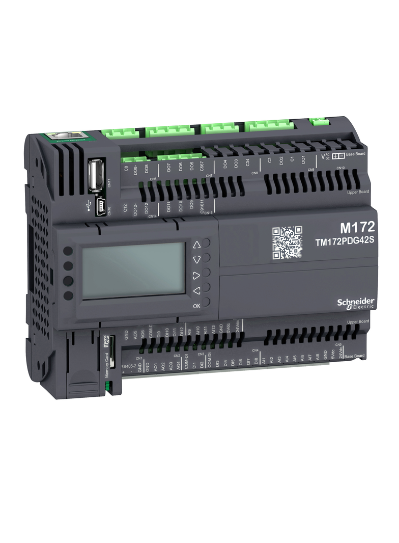 Modicon M172, Sterownik PLC HVAC, 12 DI, 12 AI, 12 DO, 6 AO, Wyświetlacz, Eth, CAN, RS485, USB miniA