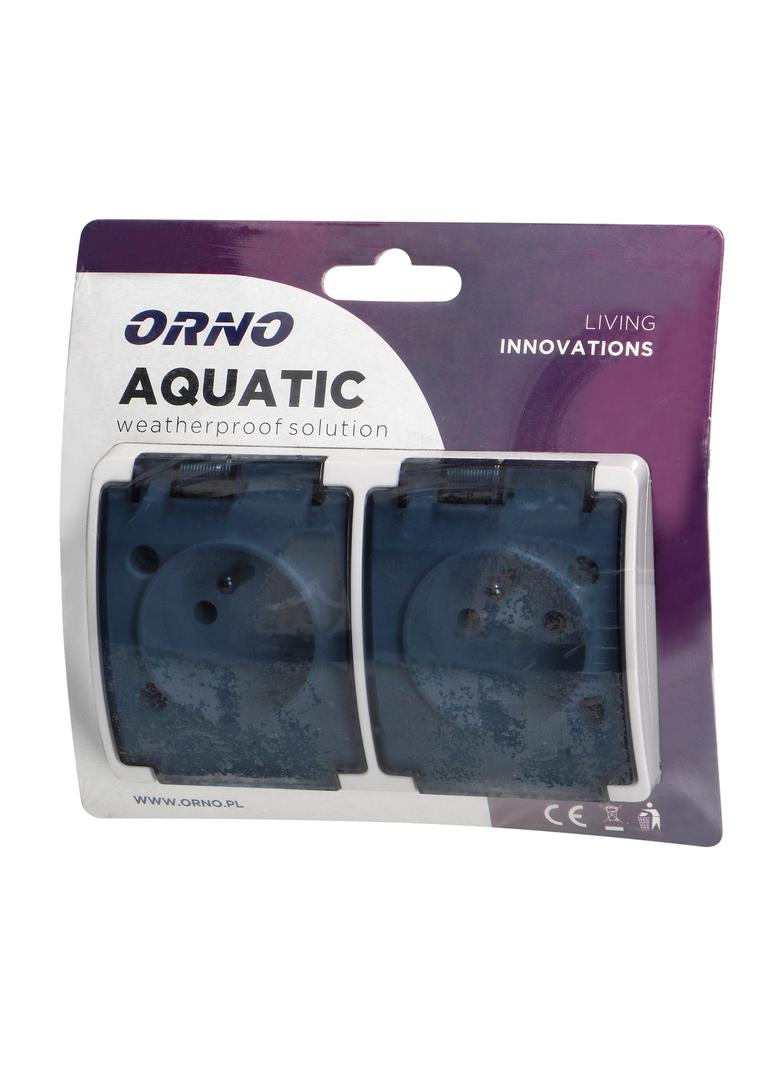 Gniazdo podwójne 2x2P+Z AQUATIC IP44 biały dymiony OR-OE-7106/WT ORNO