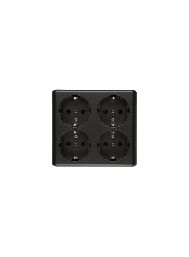 Simon 54 Gniazdo poczwórne Schuko n/t z przesłonami wersja skandynawska 16A szybkozłączka czarny