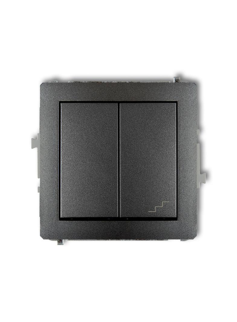 DECO Mechanizm łącznika jednobiegunowego ze schodowym (osobne zasilanie) grafitowy