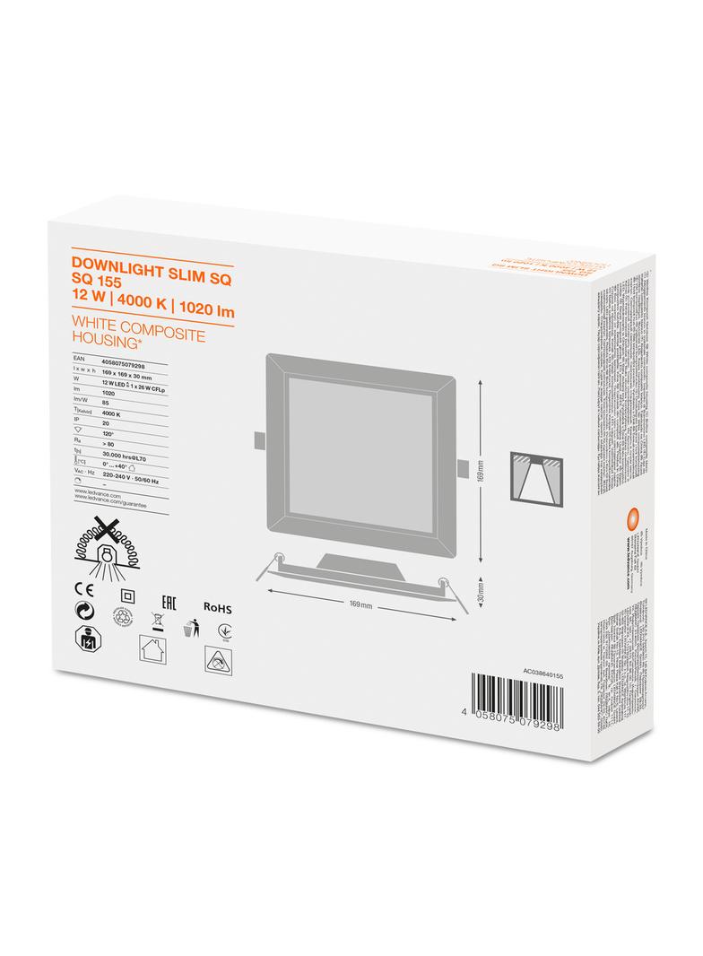 Oprawa DOWNLIGHT SLIM SQUARE 155 12W 4000K WT IP20