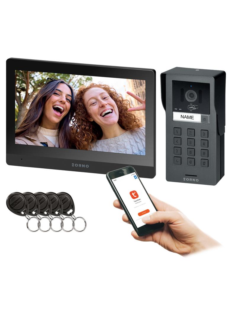 GADI, zestaw wideodomofonowy jednorodzinny, 2-żyłowy, 10", Wi-Fi, ekran dotykowy, Full HD, RFID 125k