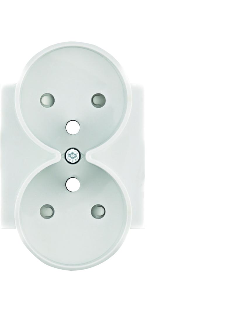 lumina Płytka czołowa do gniazda z uziem. podwójnego z przysłonami styków biały