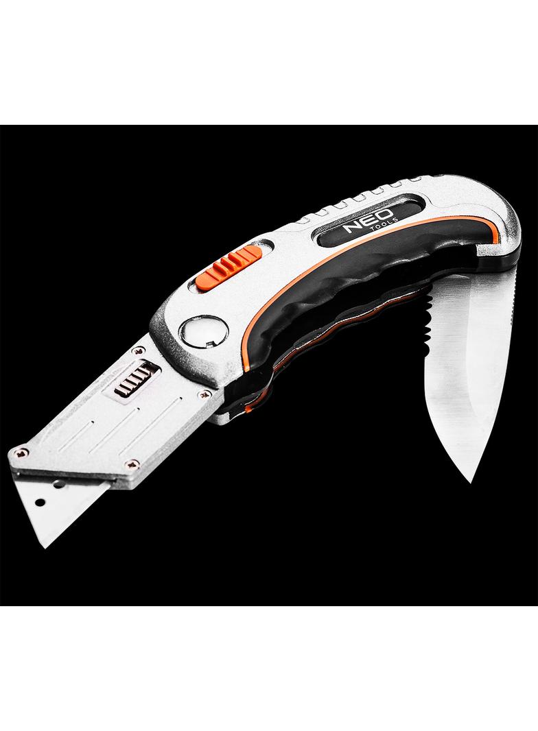Nóż uniwersalny składany, ostrze trapezowe + nóż, nylonowe etui + 5 ostrzy Neo